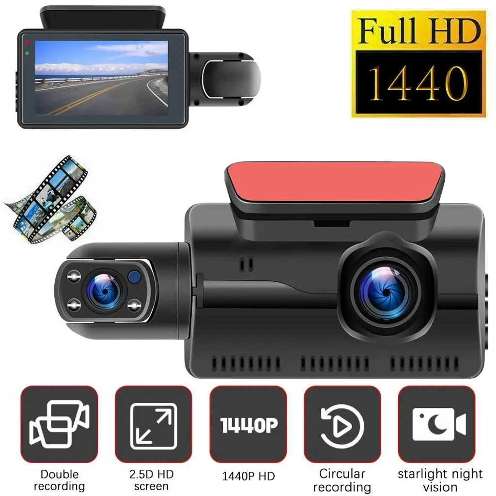 Dashcam enregistreur vidéo voiture avec vision nocturne et écran IPS