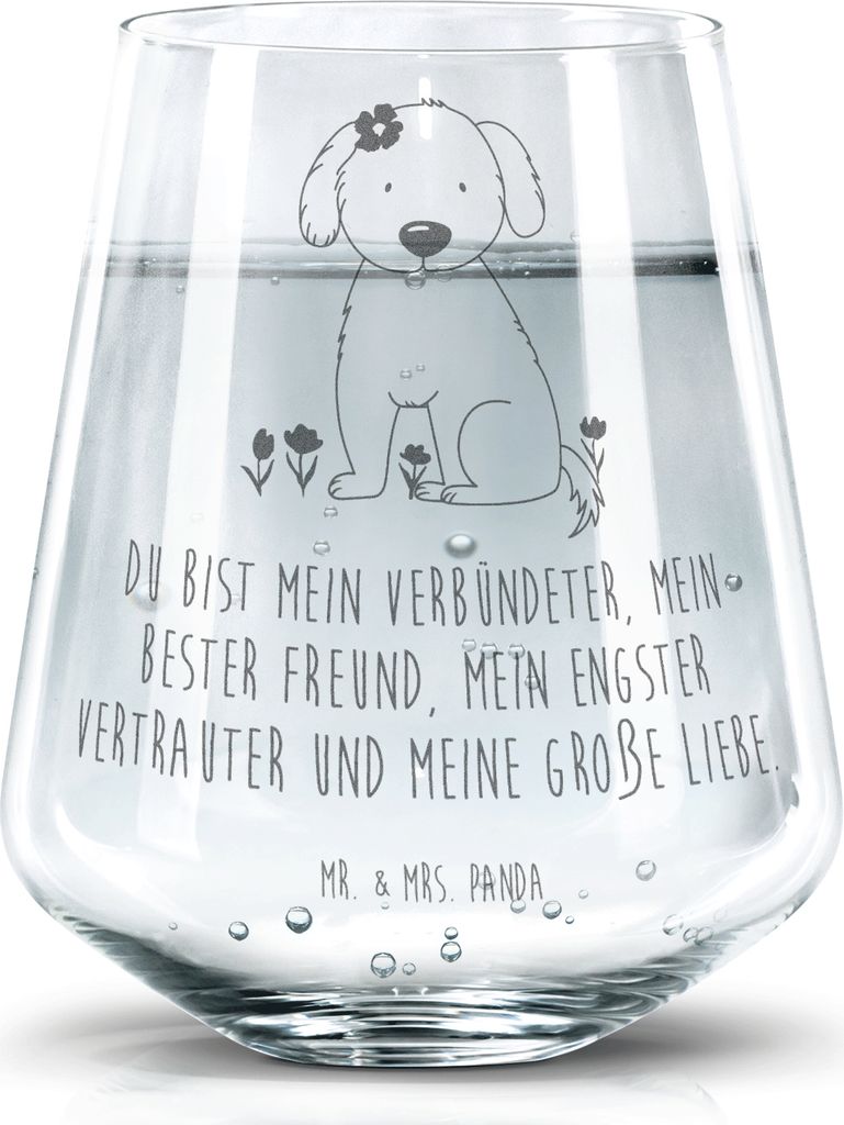 Mr. & Mrs. Panda Glas Hund Dame - Transparent - Geschenk, Trinkglas, Flauschig, Hunde, Liebe, Sprüche, Tumbler, Verliebt, Wasserglas, Becherglas, ...