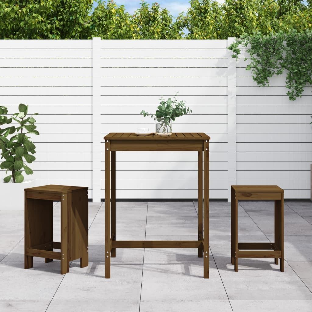 Maison Exclusive - 3-tlg. Gartenbar-Set Honigbraun Massivholz Kiefer