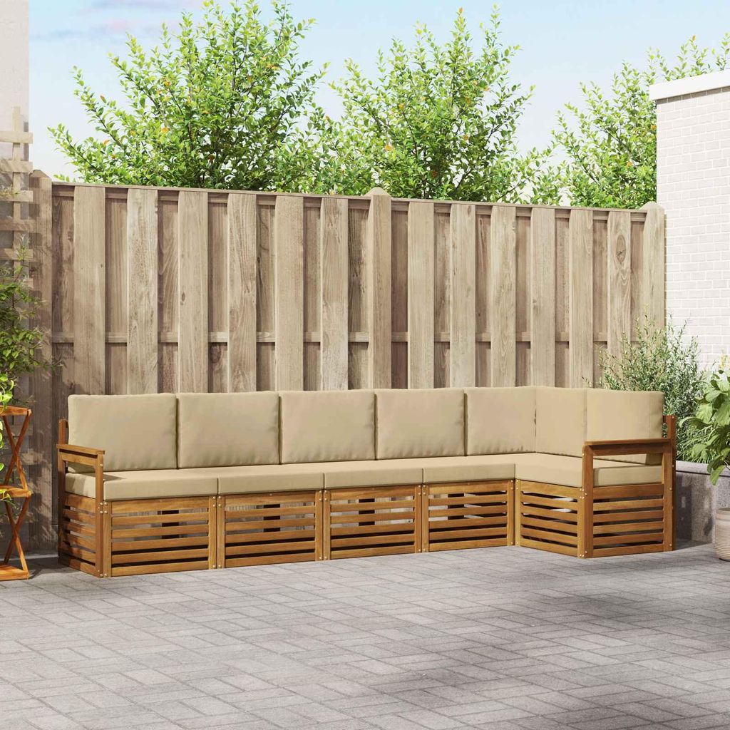 "Neues Produkt" Sofagarnituren - CLORIS - Terrassen-Sofa - 6 pcs - Natur und Beige Massivholz Akazie - Modern Gartensofas V1960