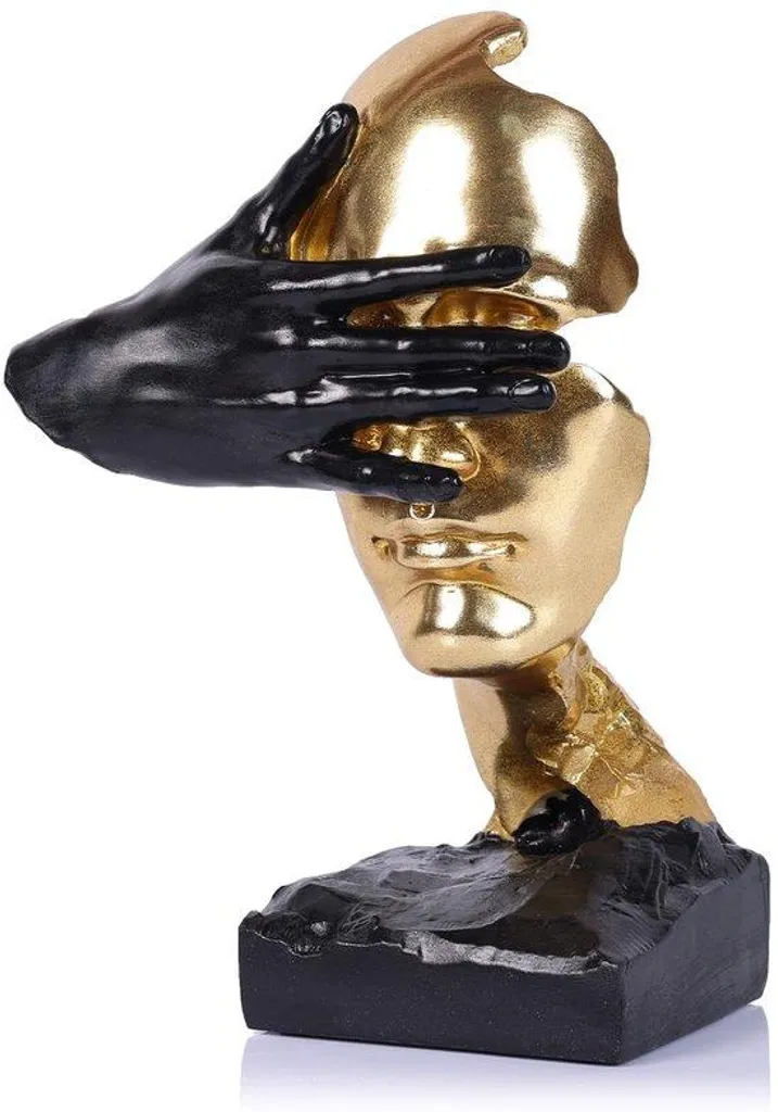 Statue décorative design moderne en résine dorée et noire de 30 cm