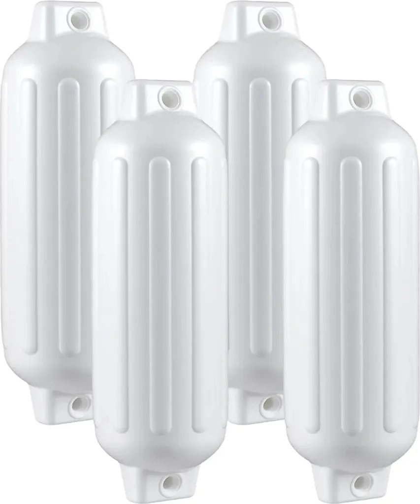 Lot de 4 défenses de bateau en PVC blanc - Protection choc haute densité