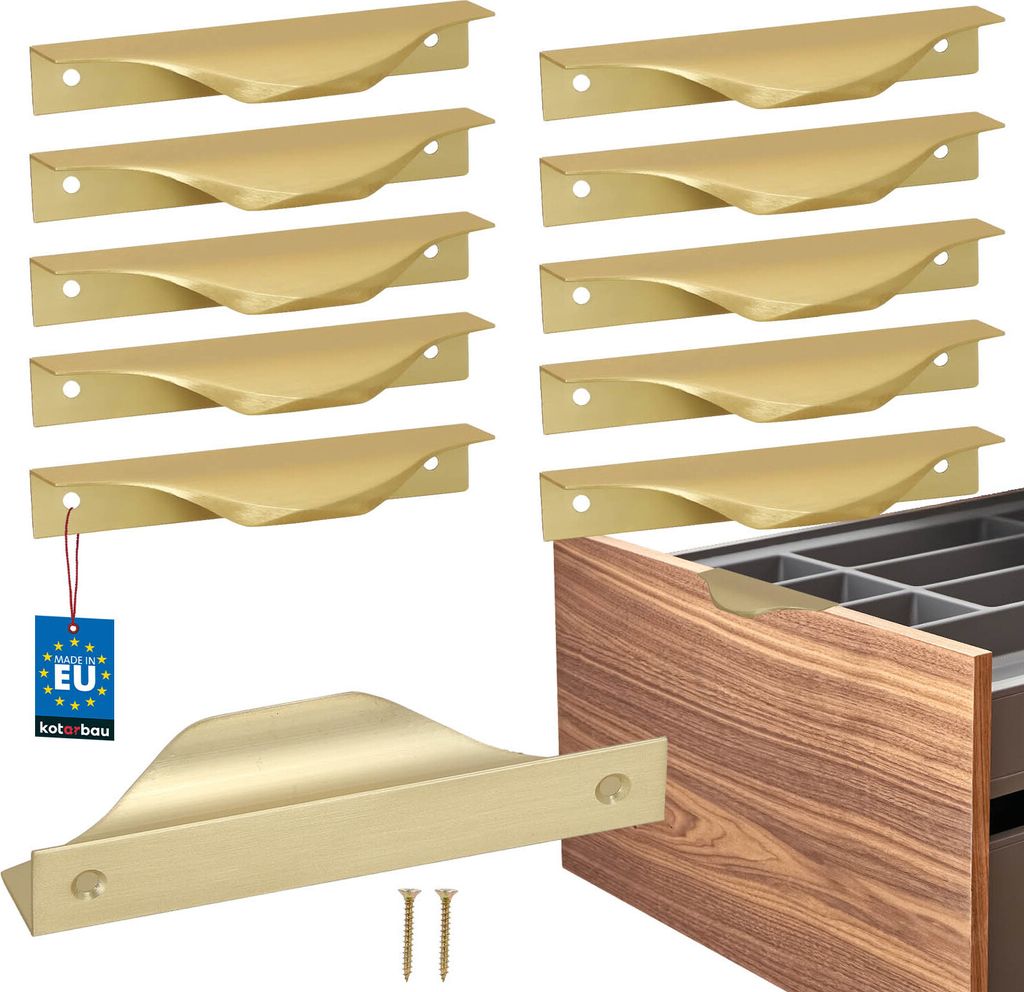 KOTARBAU 10er Set Möbelgriff Möbelgriffe Schrankgriffe 96 / 116 mm ZnAl Küchengriffe Gold Griffe Möbel Türgriff Profilgriff Türgriffe Küch...