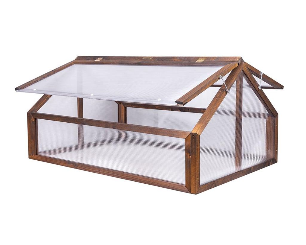 Greenspot Garten-Frühbeet - 120 x 80 x 60 cm, Mini-Gewächshaus aus Holz für den Garten, Abdeckung zum Beet hin zu öffnen, Abdeckung für Hochbe...