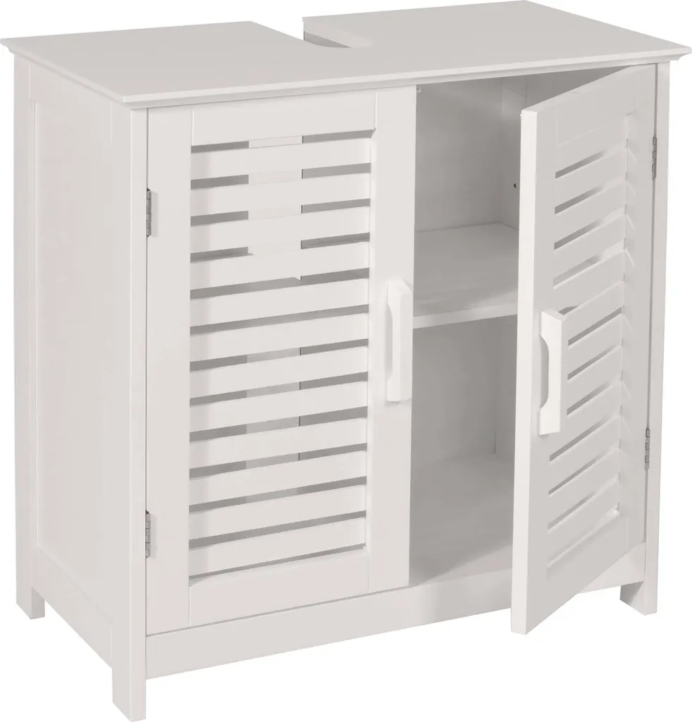 Armadietto Bagno HWC-B41 Salvaspazio: Mobiletto 60x60cm MDF e Bambù