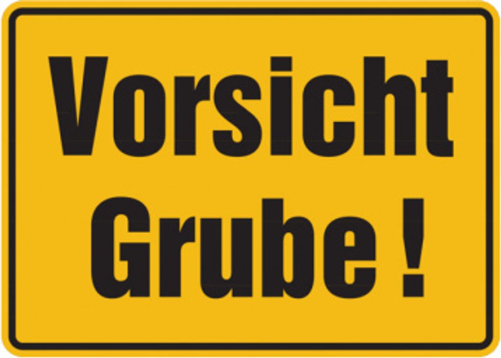 Dreifke Hinweisschild, Vorsicht Grube!, 250x350mm, Alu geprägt, Alu geprägt ...