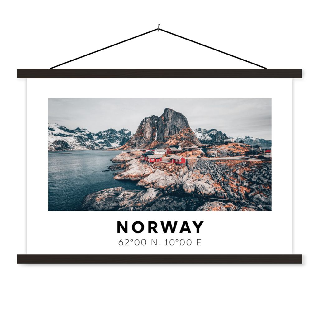 MuchoWow Textilposter Norwegen - Gletscher - See 90x60 cm mit schwarzem Rahmen - Aufhängungssatz