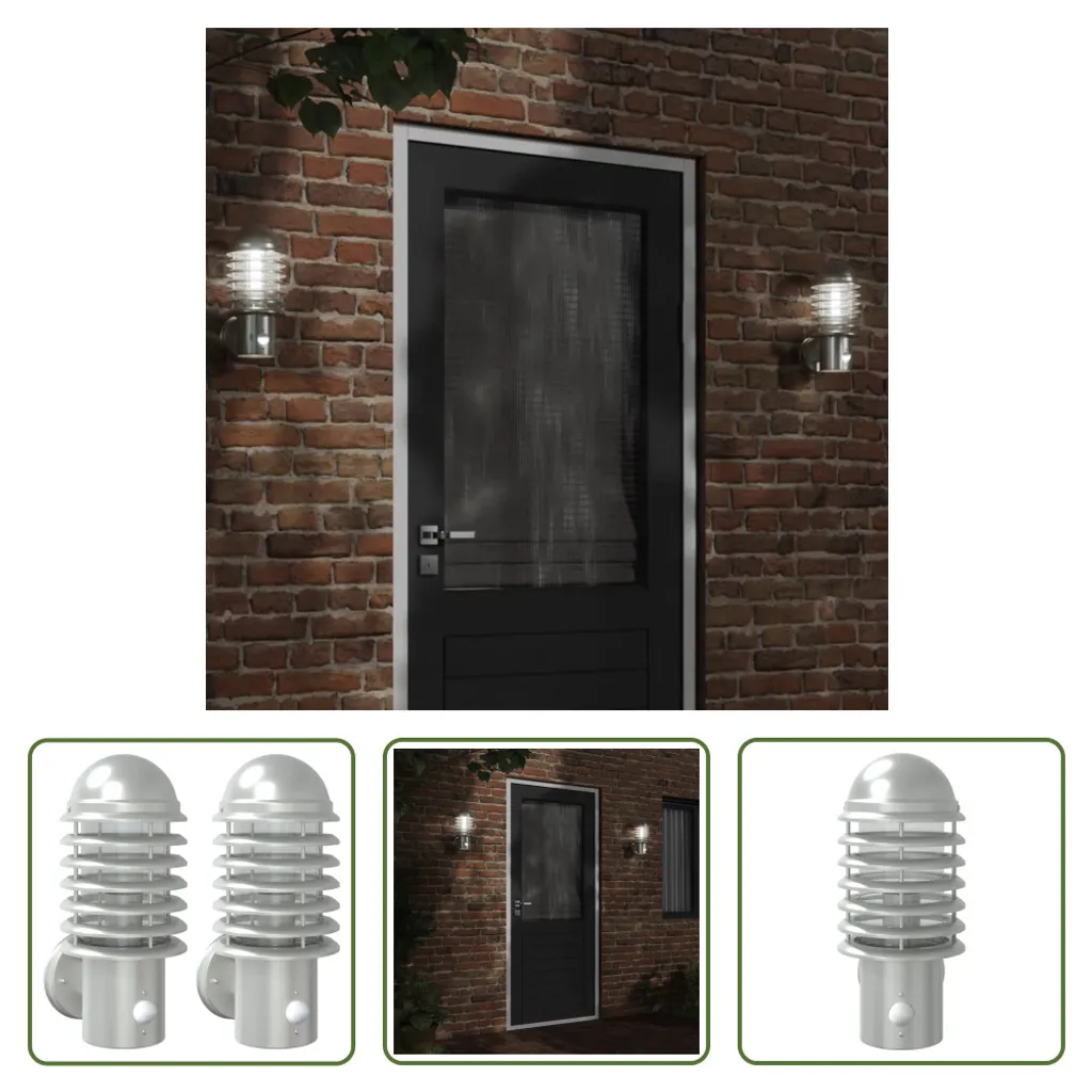 Luci Parete Esterni Acciaio Inox con Sensore 2 Pezzi - Offerta Casa