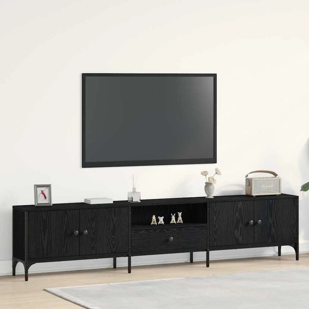 Meuble TV en bois mélaminé noir et chêne 200cm de Maison Exclusive