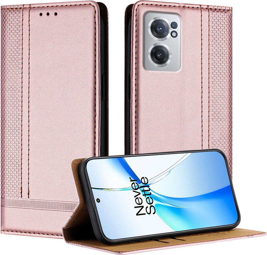 Handyhülle für OnePlus Nord CE 2 5G Leder Flip Klappbare Schutzhülle mit Standfunktion Pink