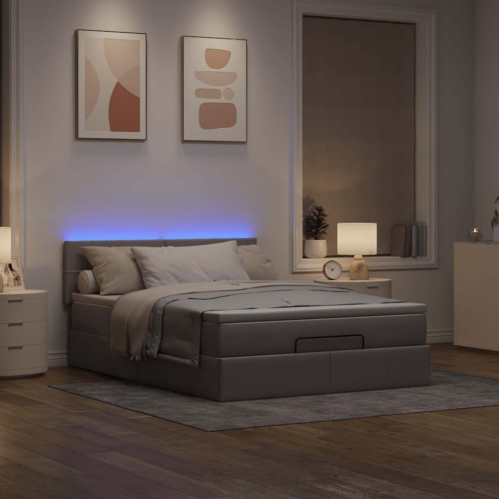 Maison Exclusive - Ottomane Bett mit Matratze & LEDs Taupe 140x200 cm Stoff