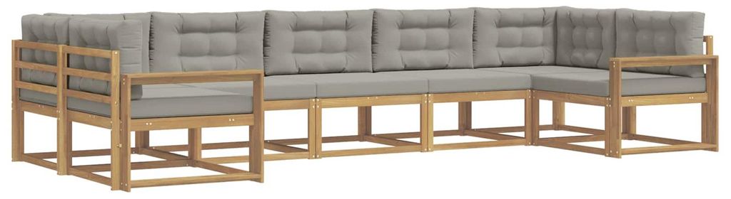vidaXL Outdoor-Sofagarnitur mit Kissen 7 pcs Weiß und Hellgrau