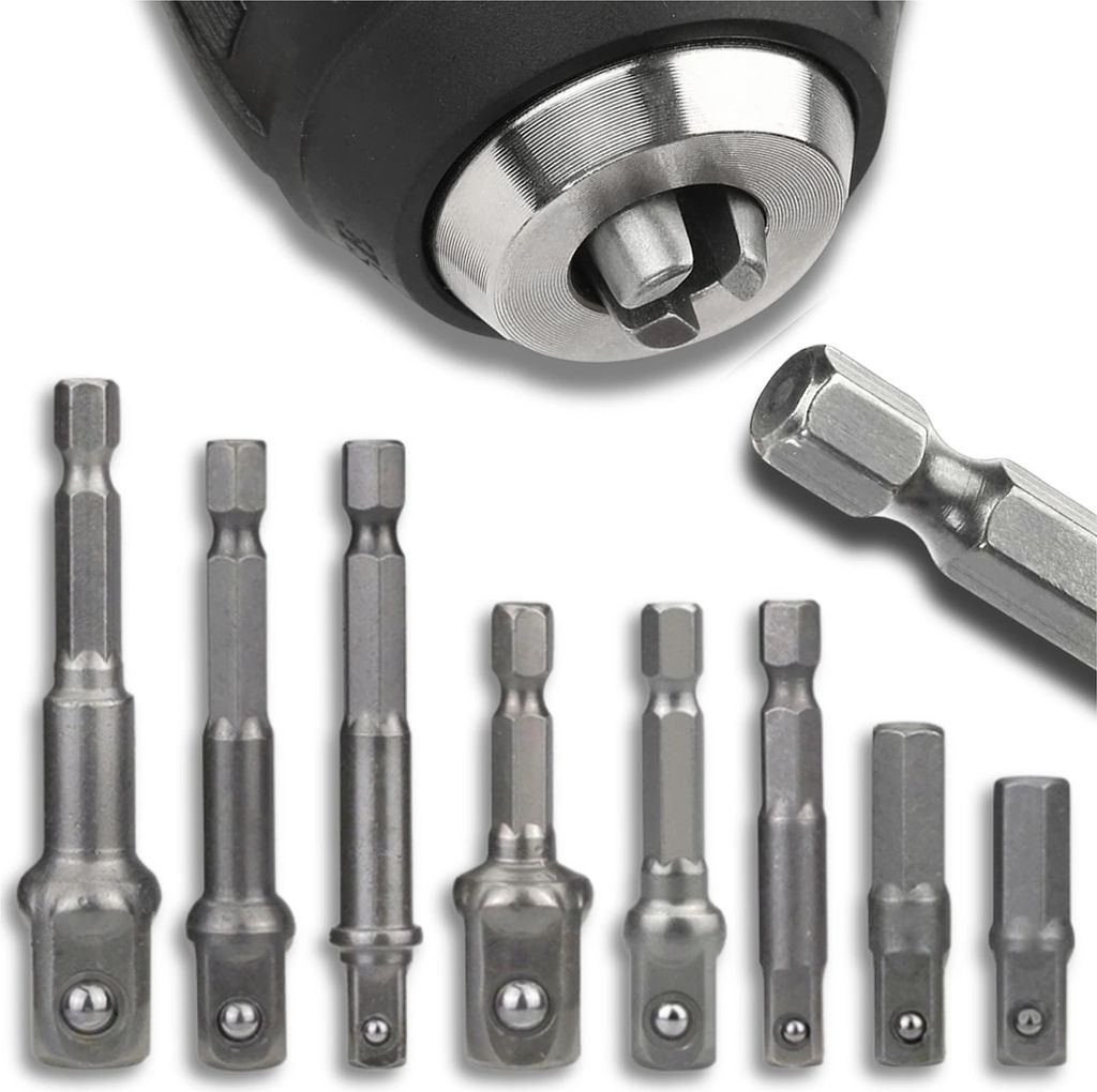 Set mit 8 Adaptern für Schraubendreher und Sechskantbohrer