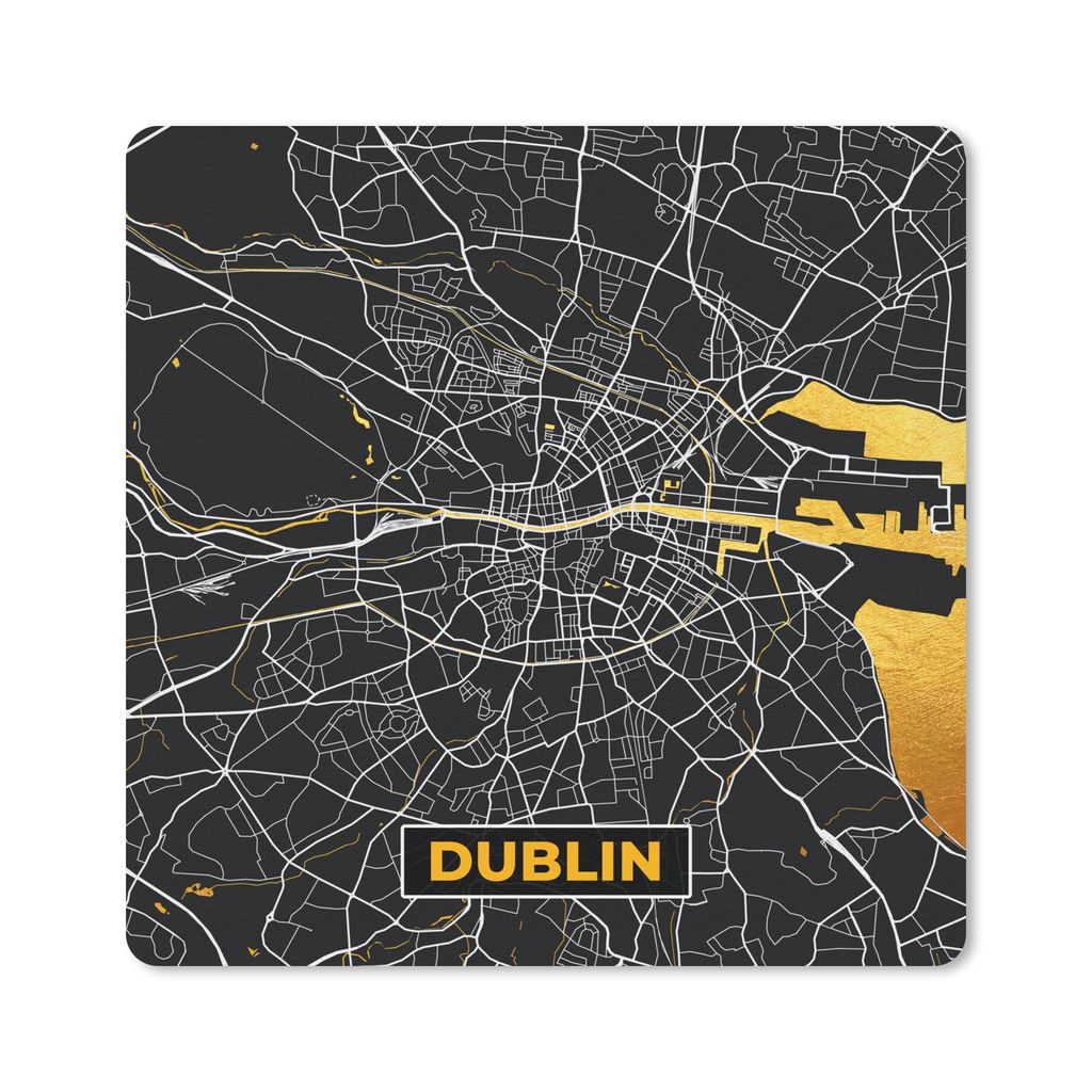 MuchoWow Mauspad Mousepad Gold - Karte - Dublin - Stadtplan 30x30 cm - Mousepads - Maus Mat - Pad - Mausunterlage - Gaming