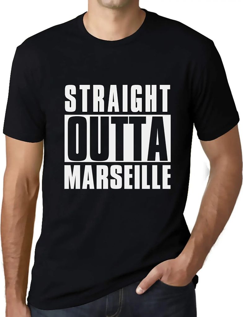 Herren Grafik T-Shirt Straight Outta Marseille Öko-Verantwortlich Vintage Jahrgang Kurzarm Lustige Druck Geburtstag Geschenk Mann