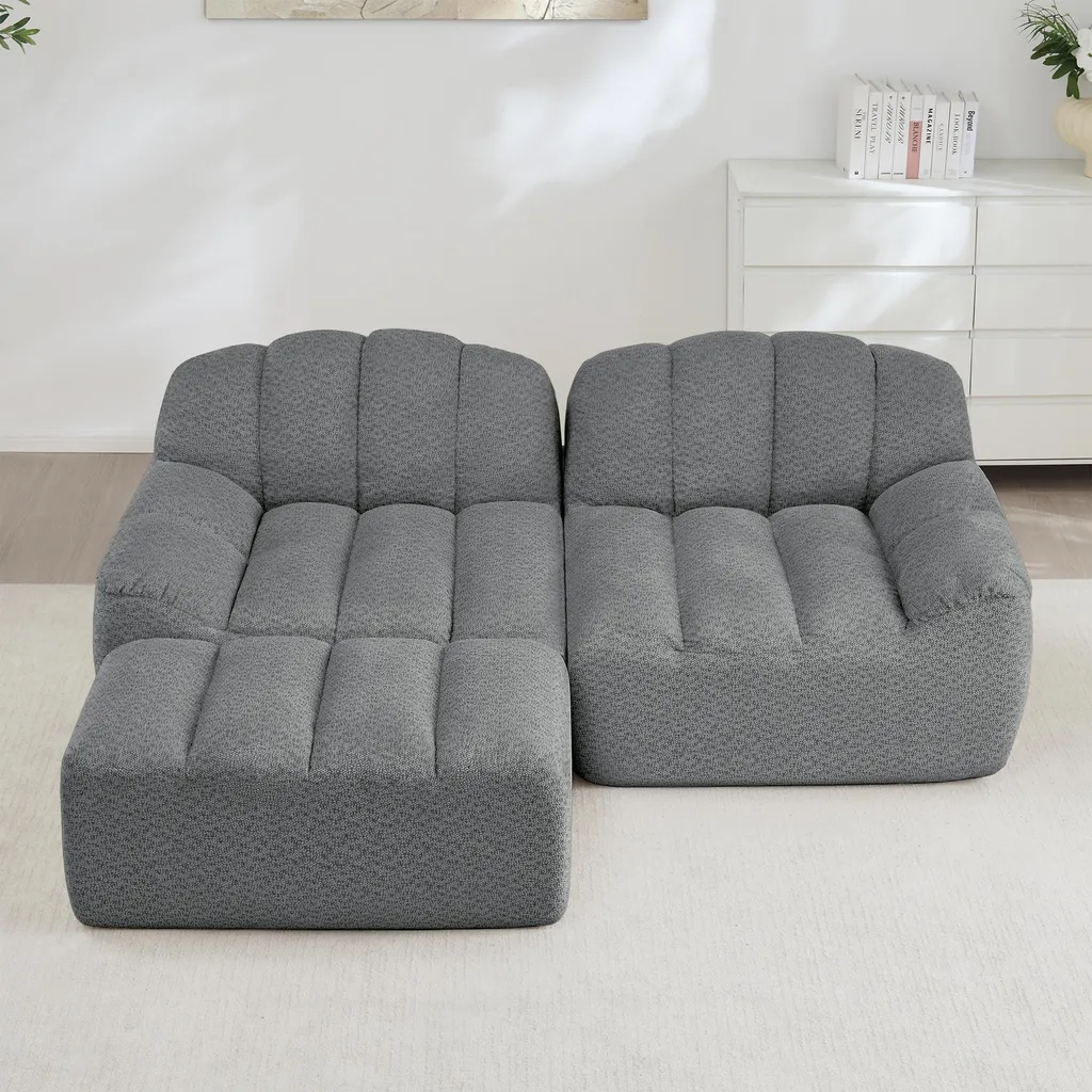 Petit canapé d'angle modulaire gris pour salon moderne, 2 places - 13