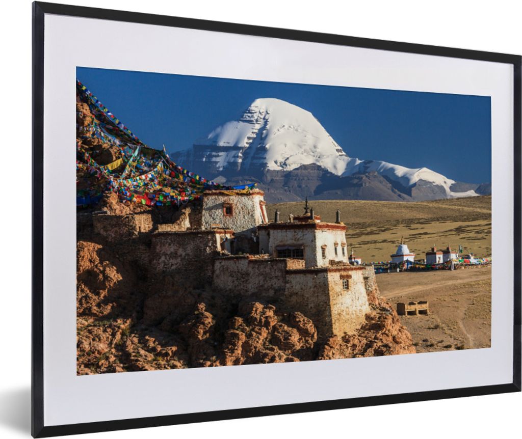 MuchoWow MuchoWow Gerahmtes Poster Dämmerung über dem tibetischen Kailash bei China 60x40 cm - Poster mit zchwarzem Bilderrahmen - Schlafzimm...
