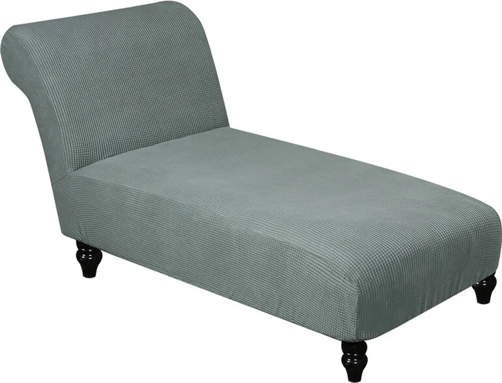 Housse de Chaise Longue Jacquard Extensible et Lavable en Gris Vert