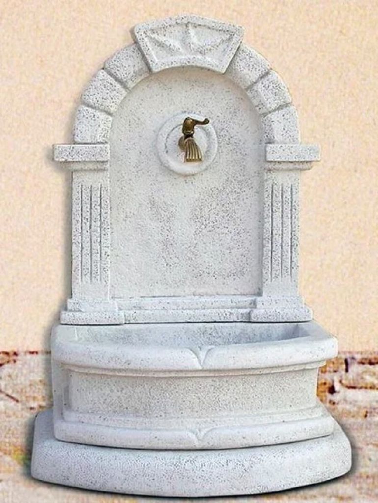 Casa Padrino Jugendstil Wandbrunnen Grau / Antik Messing H. 112 cm - Italy