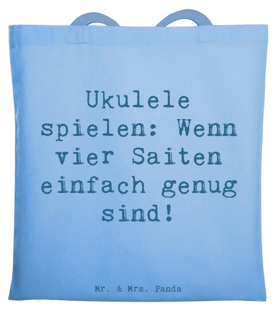 Mr. & Mrs. Panda Einkaufstasche Spruch Ukulele Freude - Sky Blue - Geschenk, Lernen, Lieder, Musik, Saiten, Musikunterricht, Tragbarkeit, Laptoptas...