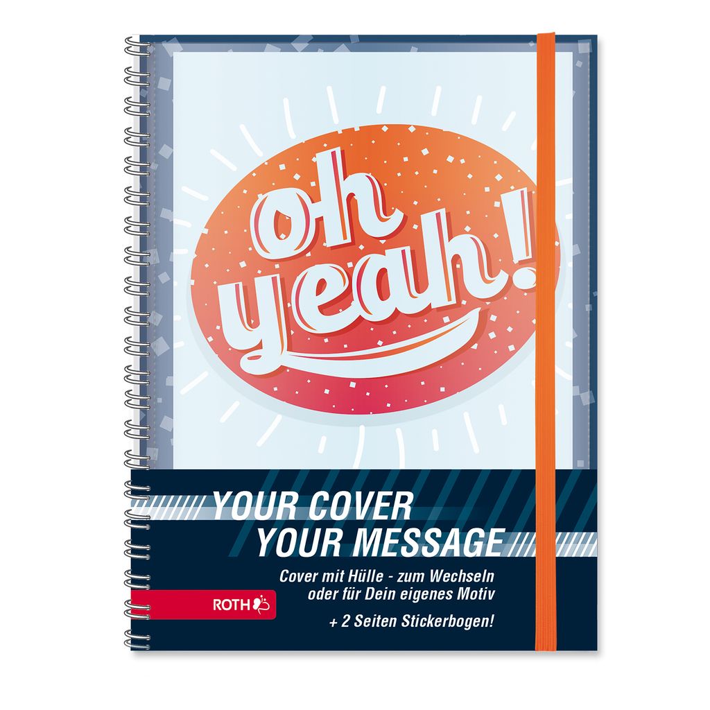 ROTH Mood Timer "Oh Yeah", 14x20 cm, Wire-O-Bindung, 1 Woche 2 Seiten, mit Wechselcover und Stickerbogen