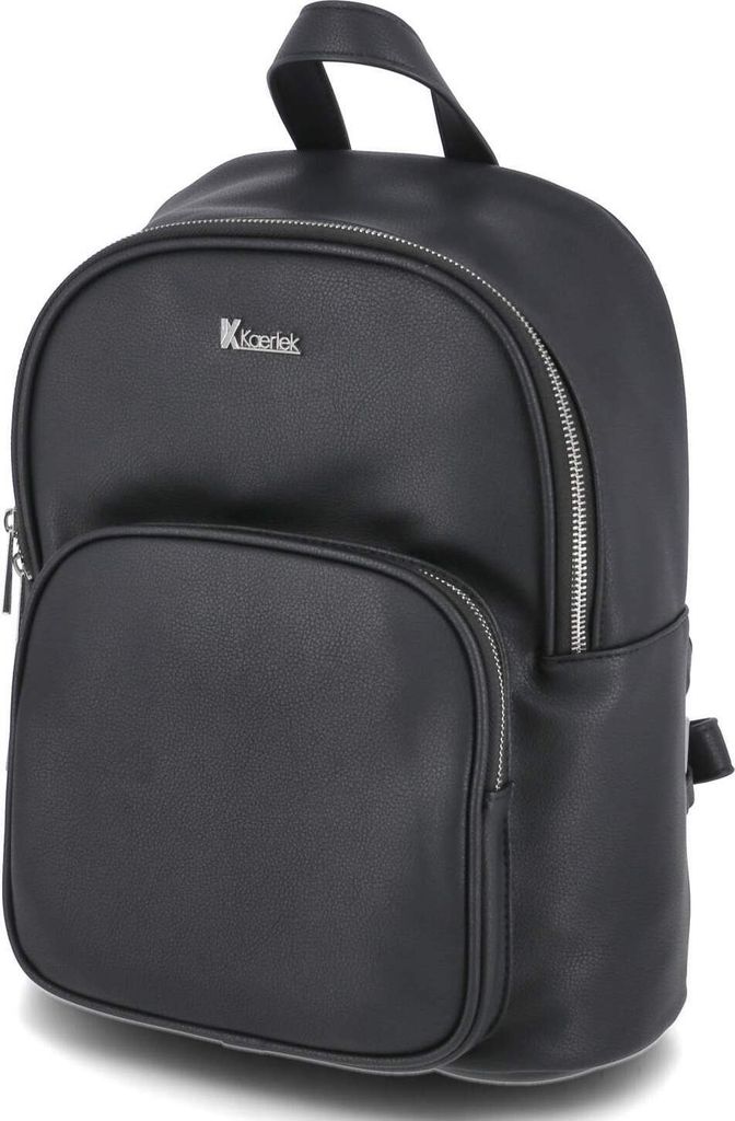 Kaerlek Damen Citypack/ Daypack/ Rucksack Schwarz Kunstleder Reißverschluss