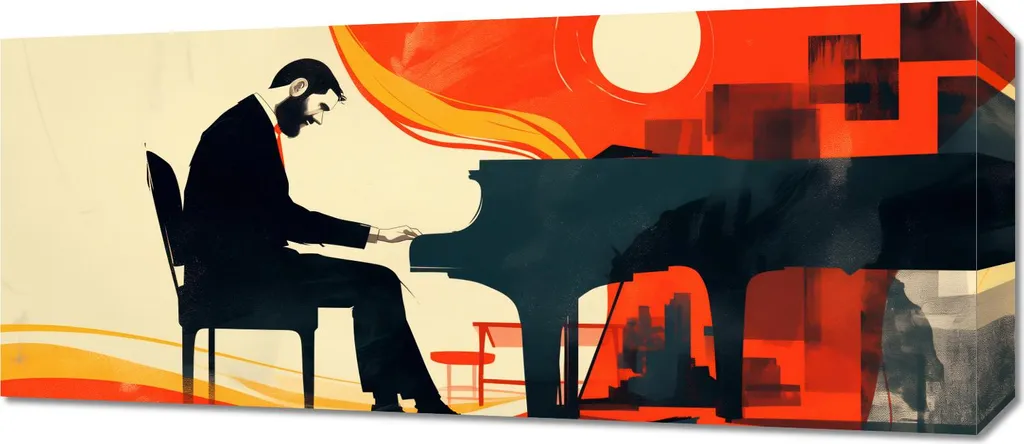 Quadro Moderno Pianista 70x30: Decorazione Parete Tema Musica Zen