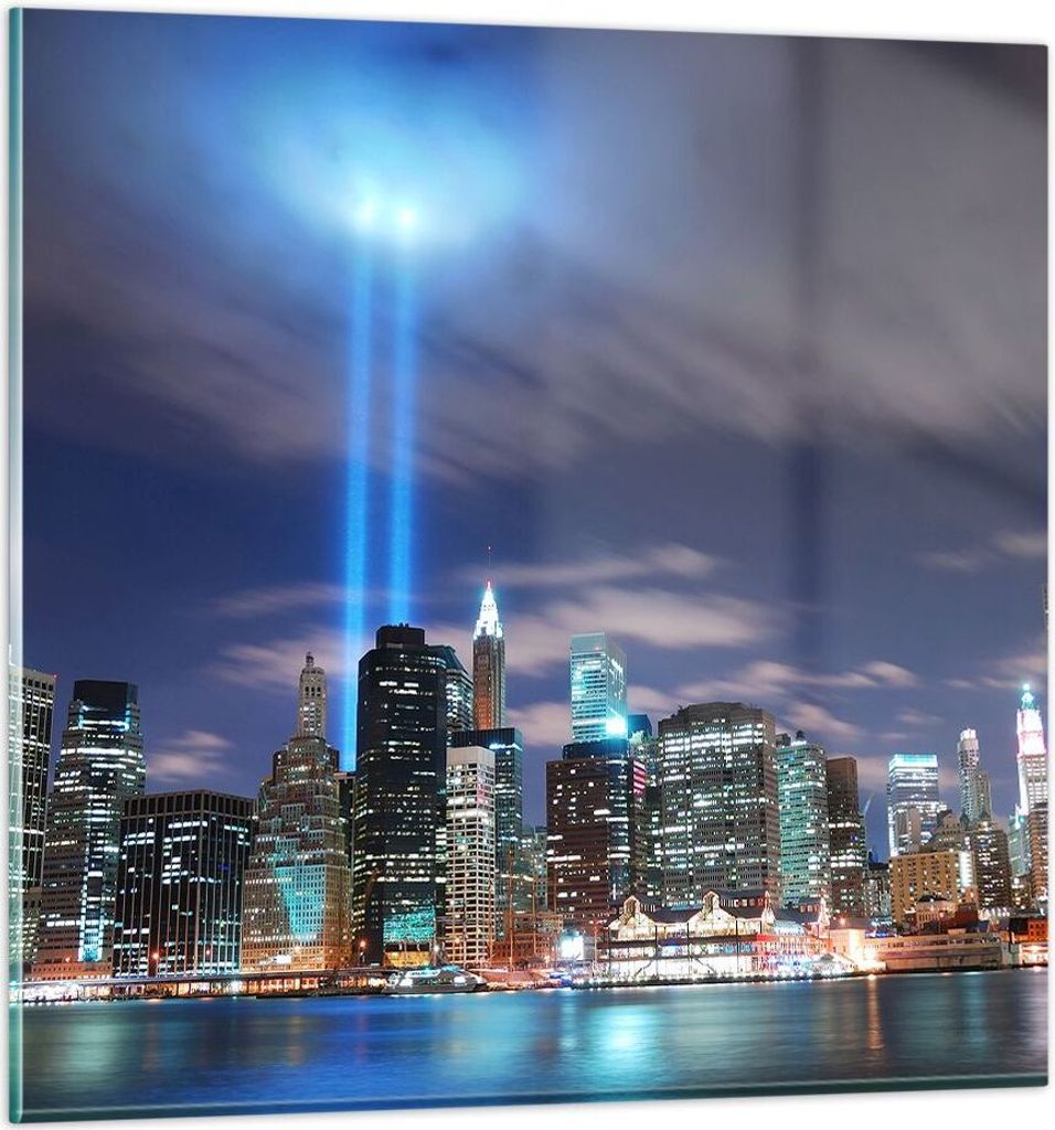 Bilder auf glas - Wolkenkratzer Lichter Ansicht - 40x40cm - Glasbilder - Wandbilder - Kunstdruck - zum Aufhängen bereit - Wanddekoration aus Glas ...
