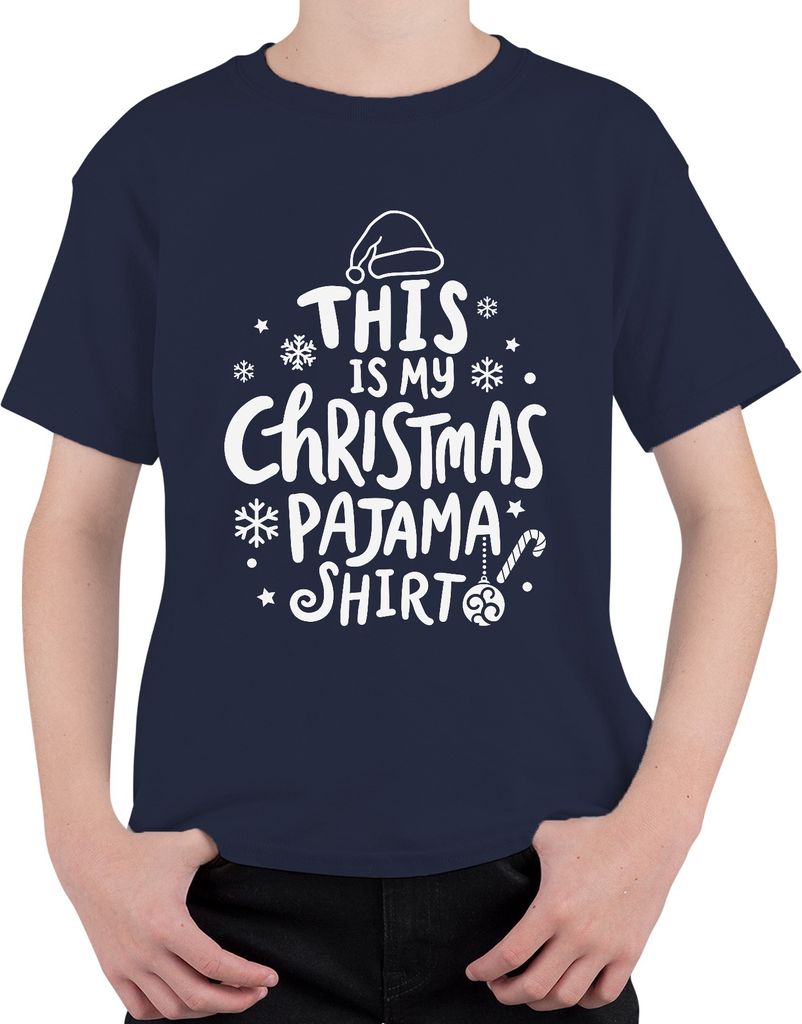 This is my Christmas Pajama Shirt Weiß Motiv - Weihnachten Xmas Christmas Uni Kinder T-Shirt, Navy, 128
