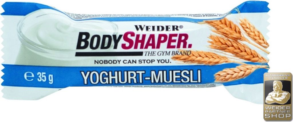 Weider Body Shaper Bar Display Plus Energy 24x35g - Yoghurt-Müsli