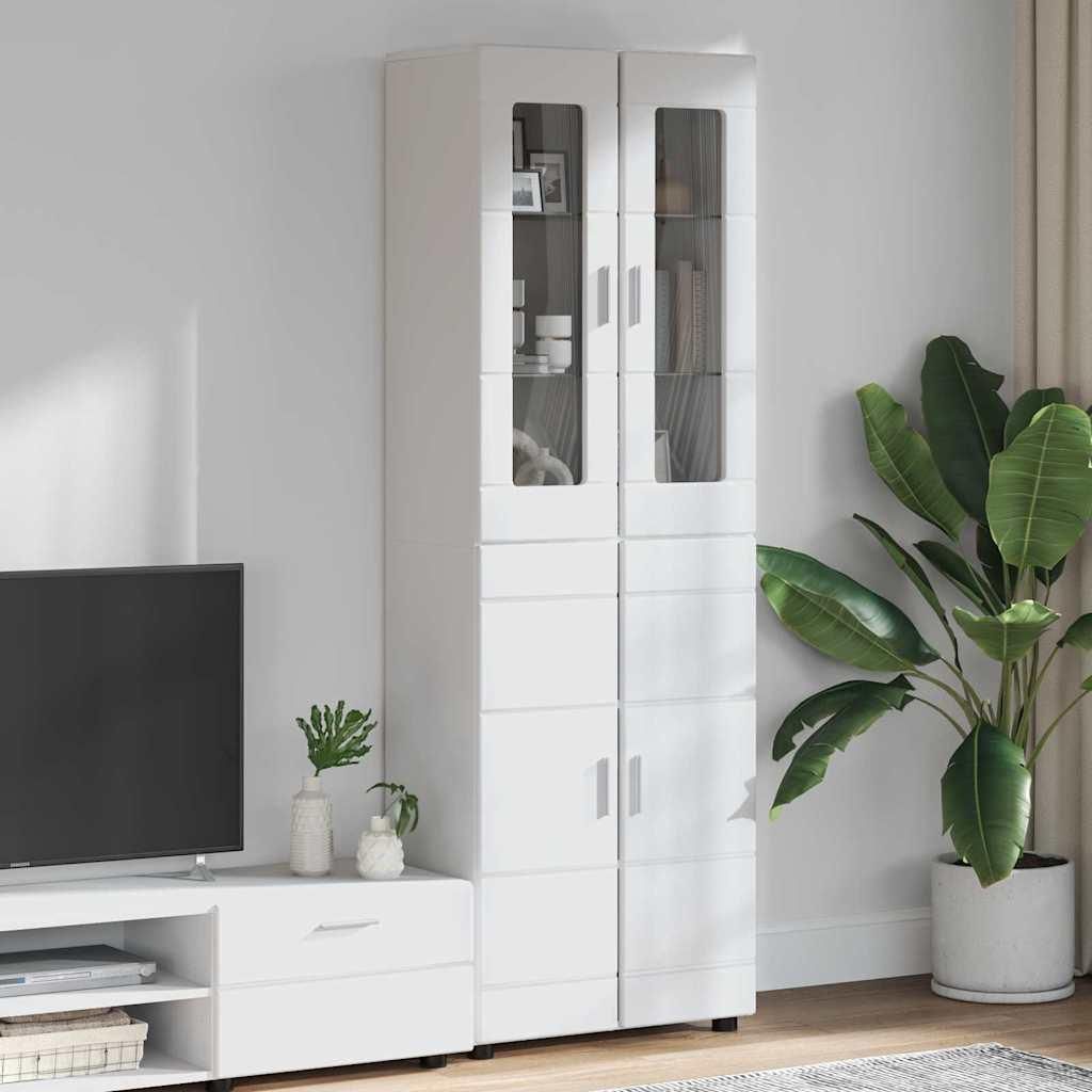 Maison Exclusive - Highboard FLORIN Hochglanz Weiß 60 x 35 x 182 cm Holzwerkstoff