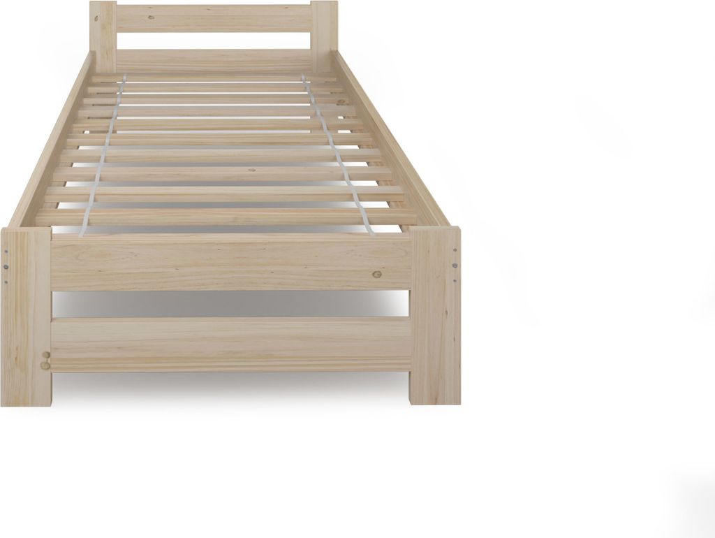 Holzbett 100x200 cm mit Lattenrost Modern Bett Bed Kiefer Produktbild 