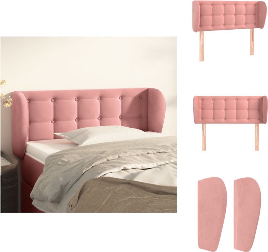 vidaXL Kopfteil mit Ohren Rosa 83x23x78/88 cm Samt - Kopf- & Fußenden