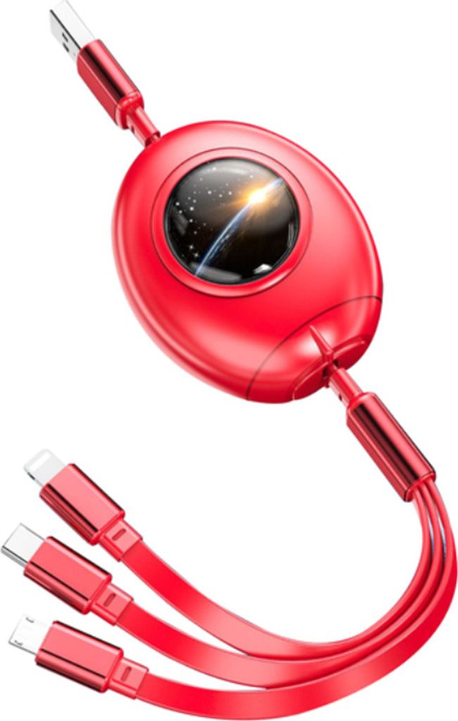 5A 3-in-1 Usb C Ladekabel a bis 8-polig Micro Typ Kompatibel für iPhone Huawei Samsung Xiaomi Red
