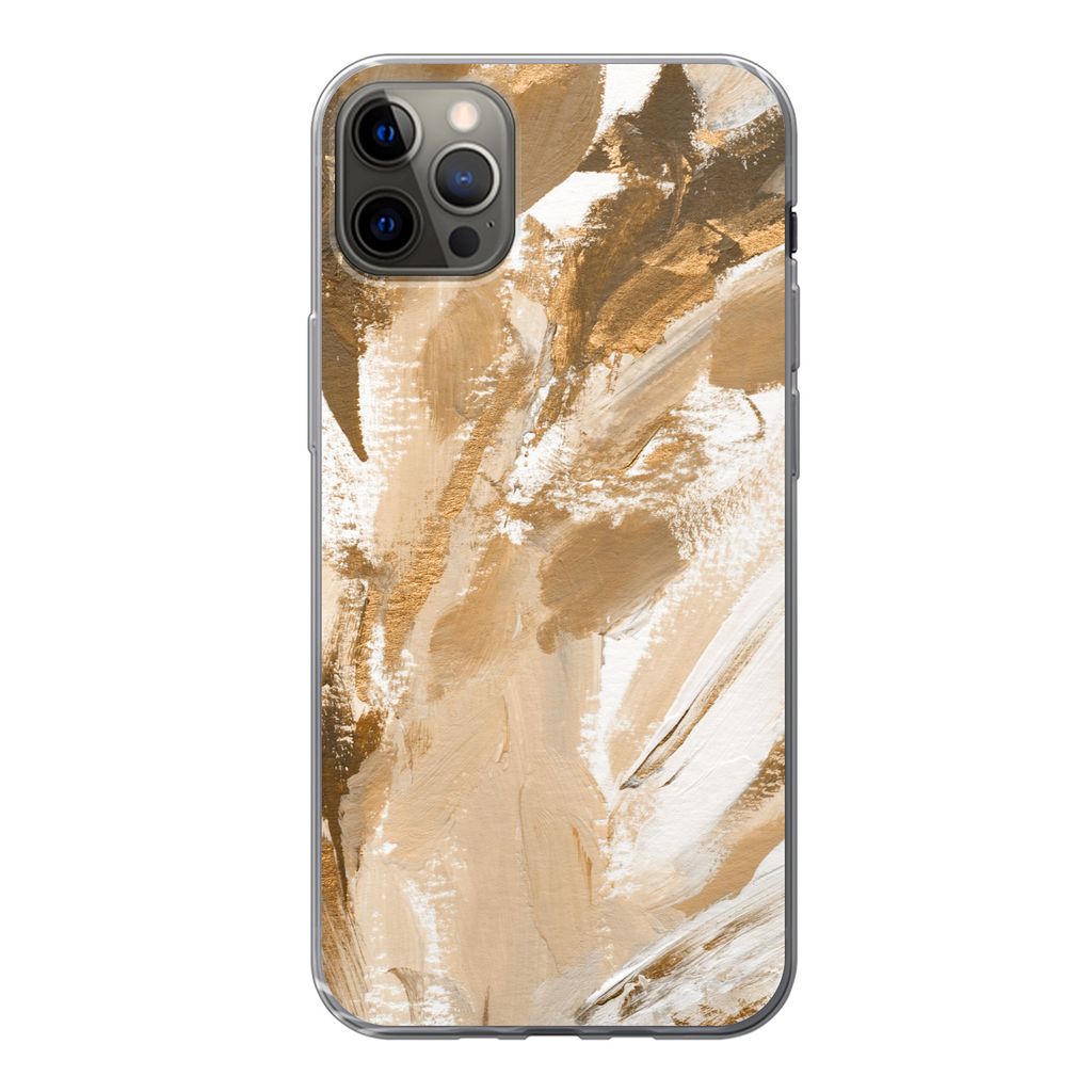 MuchoWow Handyhülle Schutzhülle Hülle für iPhone 13 Pro Max Farbe - Gold - Beige Silikon Softcase Handy Hülle - Mobiltelefon