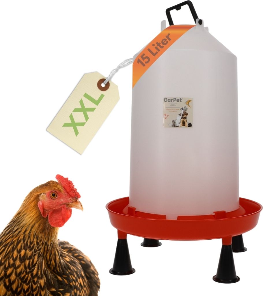 XXL Hühnertränke mit Standfüßen Hühner Zubehör Geflügeltränke XXL 15 Liter Wassertränke Hühner Hühnertränke Automatisch Wasserspender H...