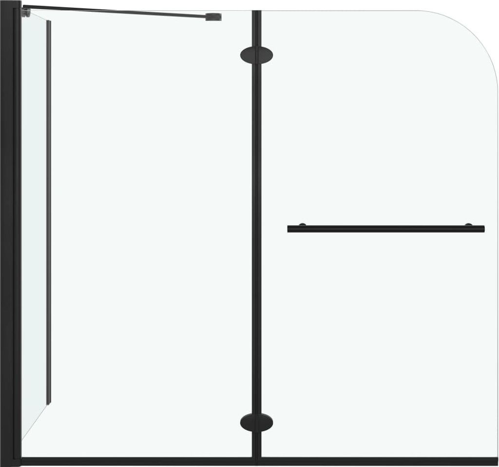 "Winter Sale" Duschabtrennungen - Schwarz Badewannenaufsatz 2-fach Faltbar ESG 120x68x130cm Schwarz DE7369790