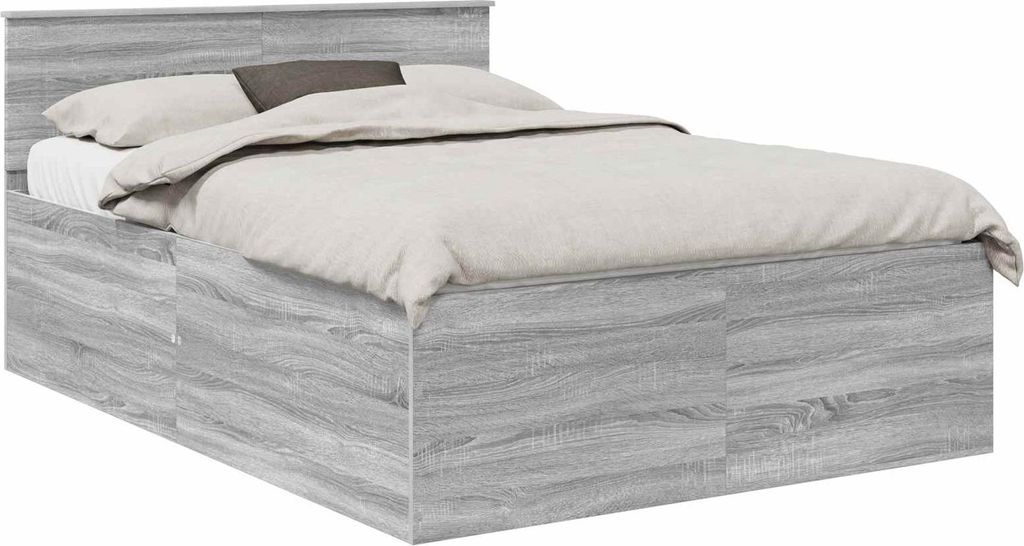 vidaXL Bettrahmen Graues Sonoma 150 x 200 cm Holzwerkstoff