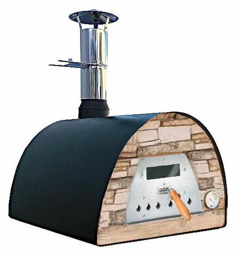 Veloce Pro 70 Holzbackofen – Schieferfront Terrakotta Ofenfarbe: schwarz Ofengestell: Gestell Atlas rot