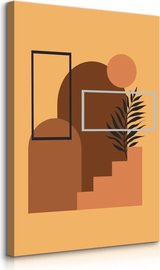 Decorazione Murale Boho 80x120 - Quadro Geometric Patterns Foglie