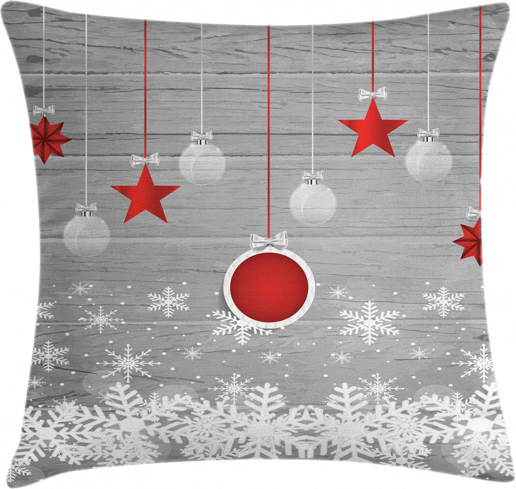ABAKUHAUS Weihnachten Kissenbezug, Sterne-Flitter Schnee, aus Farbfesten Waschbaren Stoff Beidseitiger Druck mit robusten Reißverschluß, 60 x 60 ...