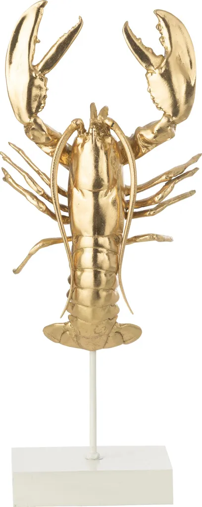 Homard sur pied en polyrésine dorée J-Line - Statue chic de 40 cm