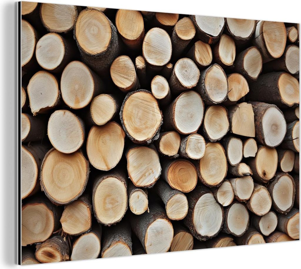 MuchoWow Wanddekoration Metall Metallbild Wandkunst 90x60 cm Holz - Baumstämme - Textur MuchoWow Aluminium Gemälde - Wandbilder