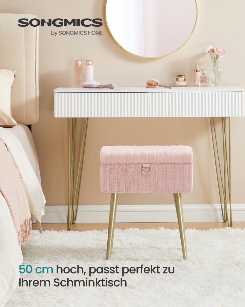 SONGMICS Schminktisch-Stuhl, Hocker mit Stauraum, Produktbild 