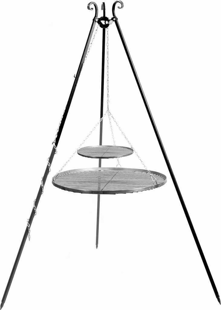 CookKing 112440 Schwenkgrill 180cm - Doppelrost aus Rohstahl 70cm + 40cm