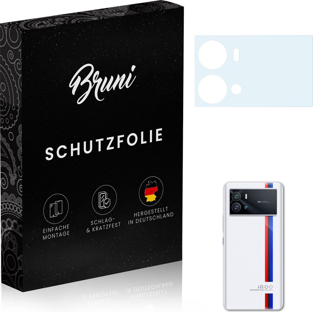 Bruni Basics-Clear 2x Schutzfolie kompatibel mit Vivo iQOO 9 (Lens) Folie