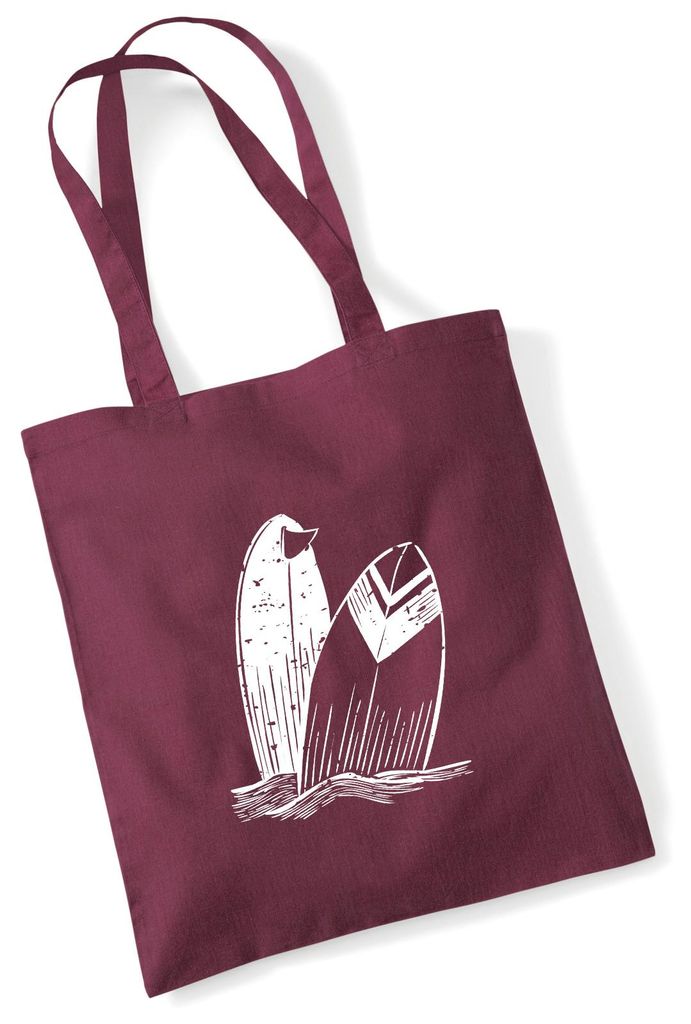 Huuraa Jutebeutel Surfboard Board 10 Liter Burgundy Baumwolle Tasche Geschenkidee
