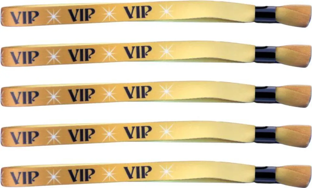 Bracelets tissu or VIP pour soirée et festival - 100 pièces de contrôle