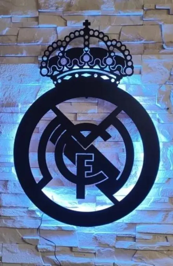 Applique murale LED football Real Madrid en bois HDF rétroéclairé