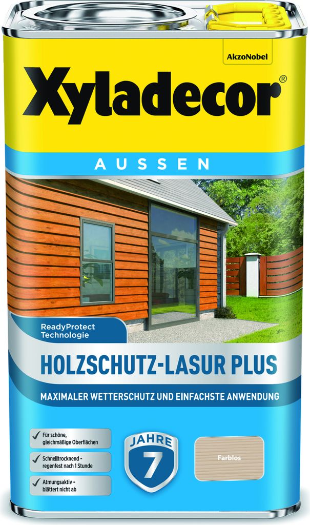 Xyladecor Holzschutz-Lasur Plus, Farblos, 2,5 l - Maximaler Wetterschutz und einfachste Anwendung